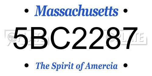 5BC2287 Massachusetts License Plate