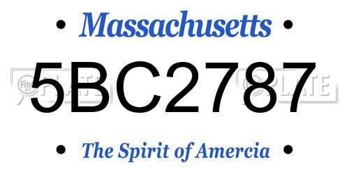5BC2787 Massachusetts License Plate