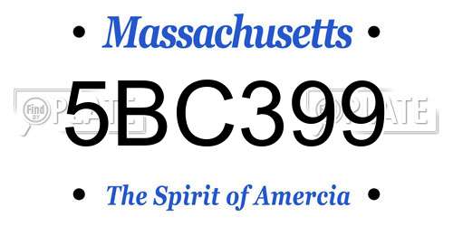 5BC399 Massachusetts License Plate