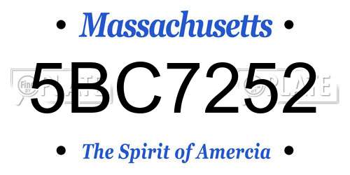 5BC7252 Massachusetts License Plate