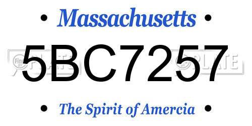 5BC7257 Massachusetts License Plate
