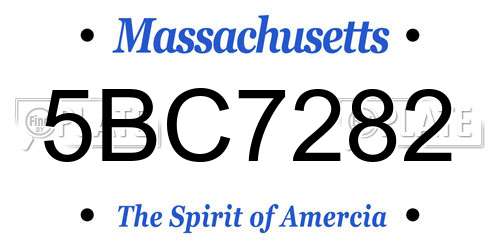 5BC7282 Massachusetts License Plate