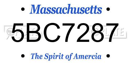 5BC7287 Massachusetts License Plate