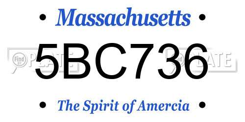 5BC736 Massachusetts License Plate