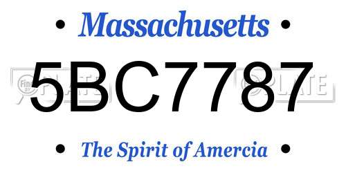 5BC7787 Massachusetts License Plate