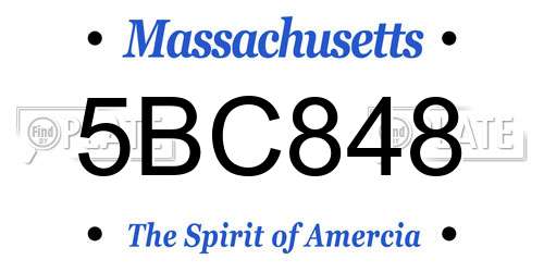 5BC848 Massachusetts License Plate