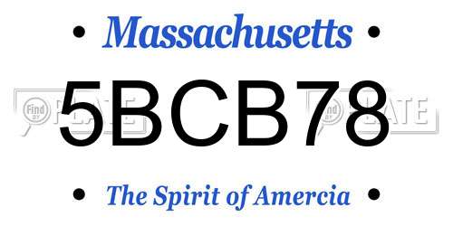 5BCB78 Massachusetts License Plate