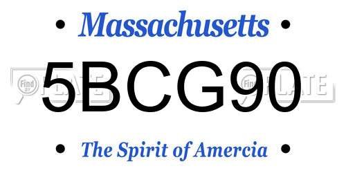 5BCG90 Massachusetts License Plate