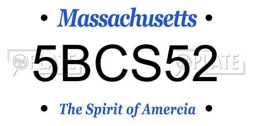 5BCS52 Massachusetts License Plate