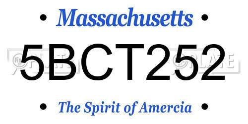 5BCT252 Massachusetts License Plate