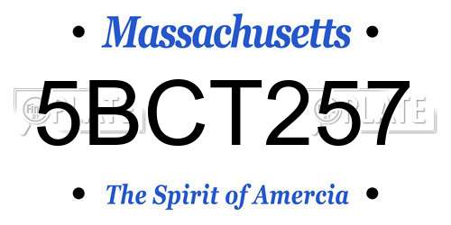 5BCT257 Massachusetts License Plate