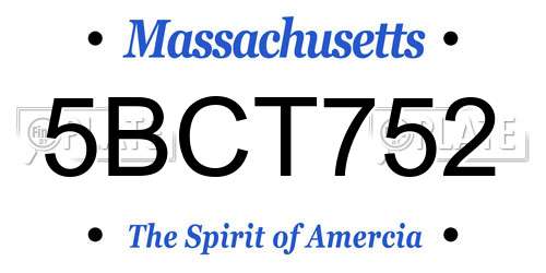 5BCT752 Massachusetts License Plate
