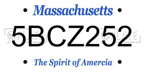 5BCZ252 Massachusetts License Plate