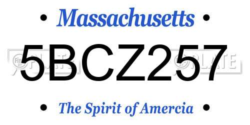 5BCZ257 Massachusetts License Plate