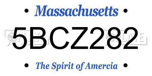 5BCZ282 Massachusetts License Plate