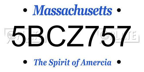 5BCZ757 Massachusetts License Plate