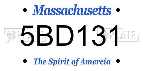 5BD131 Massachusetts License Plate