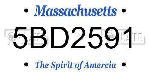 5BD2591 Massachusetts License Plate