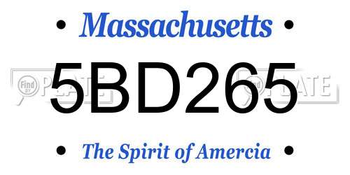 5BD265 Massachusetts License Plate