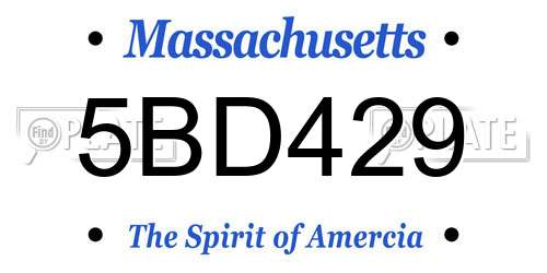 5BD429 Massachusetts License Plate