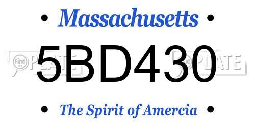 5BD430 Massachusetts License Plate