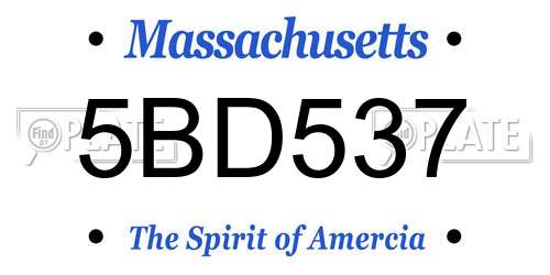 5BD537 Massachusetts License Plate