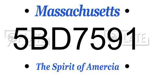 5BD7591 Massachusetts License Plate