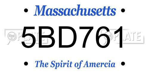 5BD761 Massachusetts License Plate