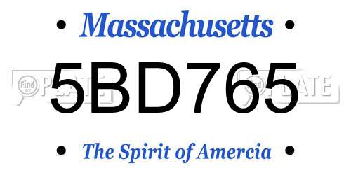 5BD765 Massachusetts License Plate