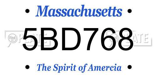 5BD768 Massachusetts License Plate