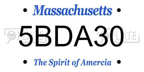 5BDA30 Massachusetts License Plate