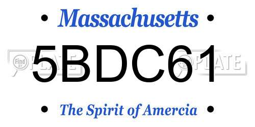 5BDC61 Massachusetts License Plate