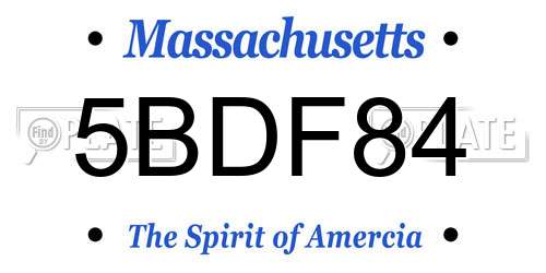 5BDF84 Massachusetts License Plate