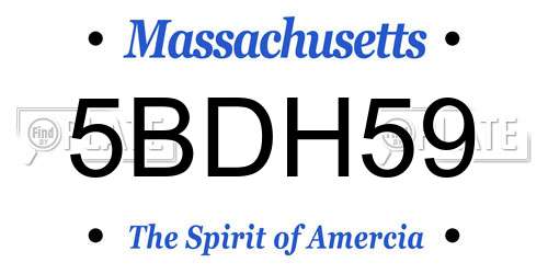 5BDH59 Massachusetts License Plate
