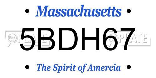 5BDH67 Massachusetts License Plate