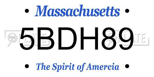5BDH89 Massachusetts License Plate