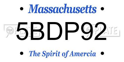 5BDP92 Massachusetts License Plate