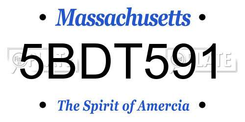 5BDT591 Massachusetts License Plate