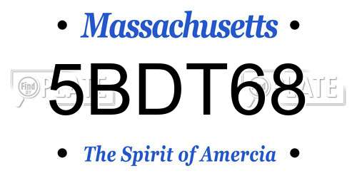 5BDT68 Massachusetts License Plate