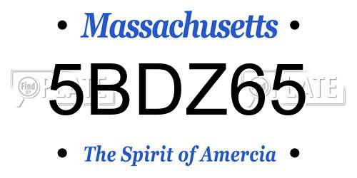 5BDZ65 Massachusetts License Plate