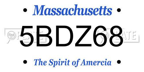 5BDZ68 Massachusetts License Plate