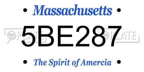 5BE287 Massachusetts License Plate