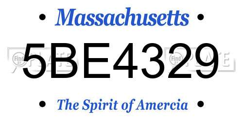 5BE4329 Massachusetts License Plate