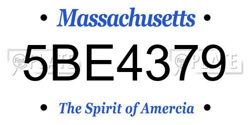 5BE4379 Massachusetts License Plate