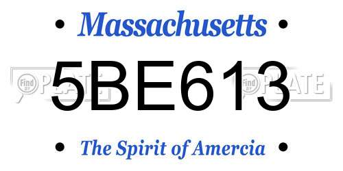 5BE613 Massachusetts License Plate