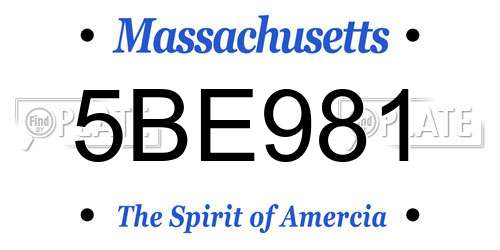 5BE981 Massachusetts License Plate