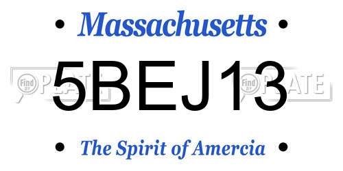 5BEJ13 Massachusetts License Plate