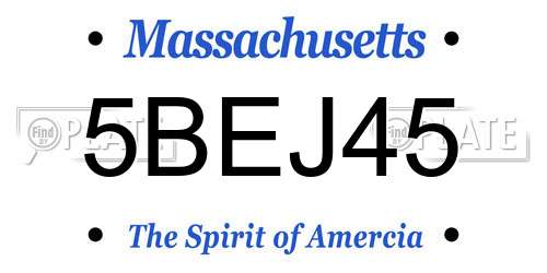 5BEJ45 Massachusetts License Plate