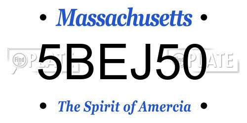 5BEJ50 Massachusetts License Plate