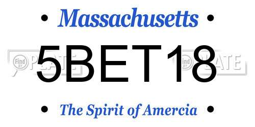 5BET18 Massachusetts License Plate